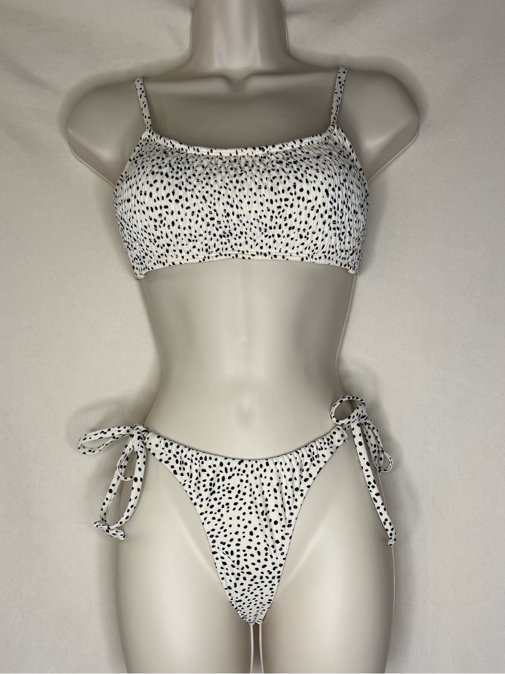 Xhilaration White and Black Dalmatian Tie-Side Bikini